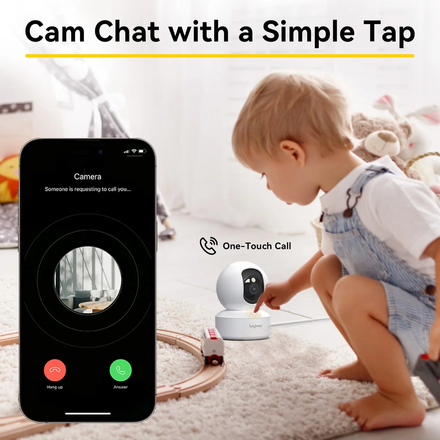 BoyKeep 3MP 5G/2.4GHz WiFi Sécurité intérieure IP Caméra de moniteur pour bébé intelligente Suivi automatique 24/7 Caméra de vidéosurveillance