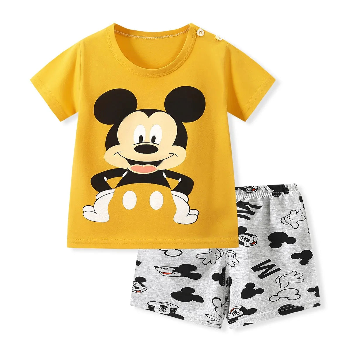 Nouveau Ensemble Disney Baby Kids Vêtements Set Mickey Mouse Print T-shirt+short Deux Pièces Mode Enfants Fille Garçon Survêtement 100% Coton