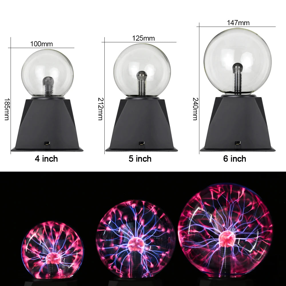 Lampe à boule de plasma en cristal magique 3/4/5/6/8 pouce LED Veilleuse Enfant Anniversaire Cadeau de Noël Éclairage Chambre à coucher Décor Nouveauté Lampe
