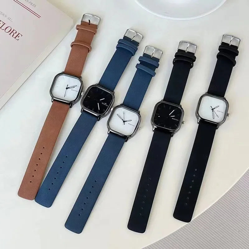 Montre de mode Simple cadran carré PU cuir Quartz Hommes Montre d’affaires Montre-bracelet Horloge Montre Homme