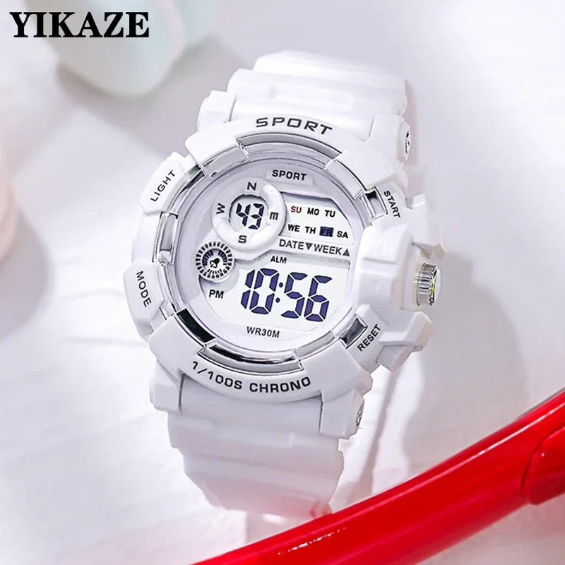 YIKAZE Mode Montres de sport Hommes Femmes Montre numérique Réveil lumineux étanche Montre-bracelet électronique pour enfants Enfants