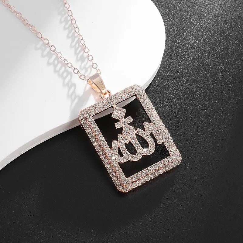 Collier islamique en acier inoxydable pour hommes Mode exquise Allah Tag Pendentif rectangulaire Collier Amulette Cadeau musulman