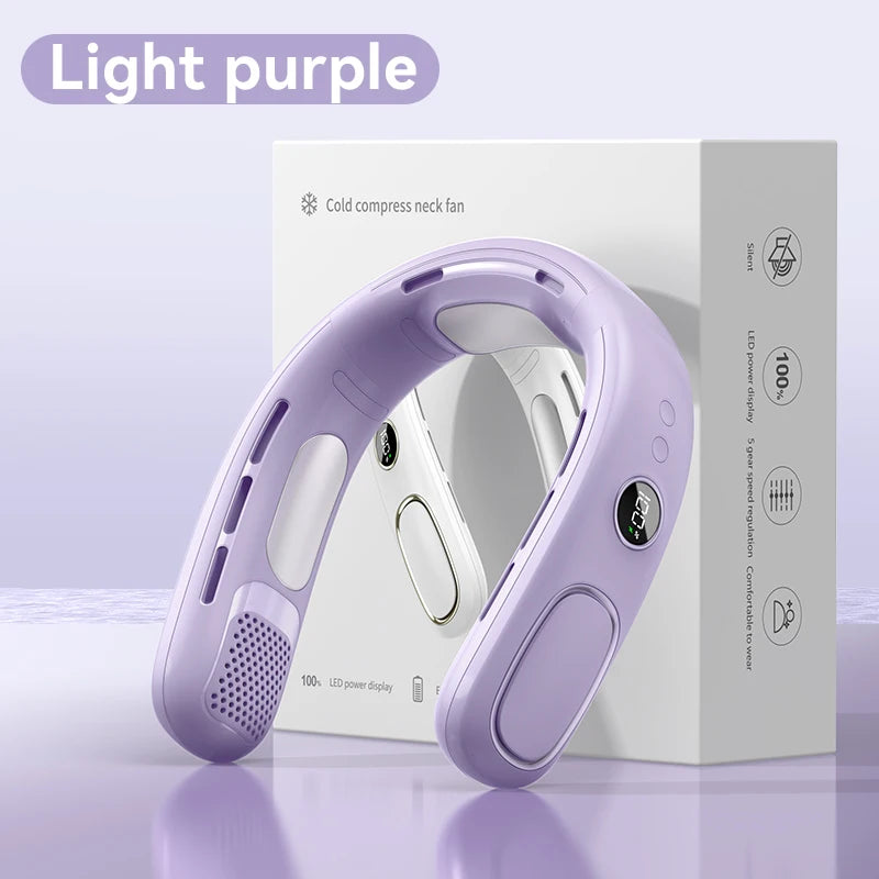 Ventilateur de cou suspendu Mini 2026, ventilateur de cou portable sans pales, rafraîchisseur d'air, affichage numérique, climatiseur