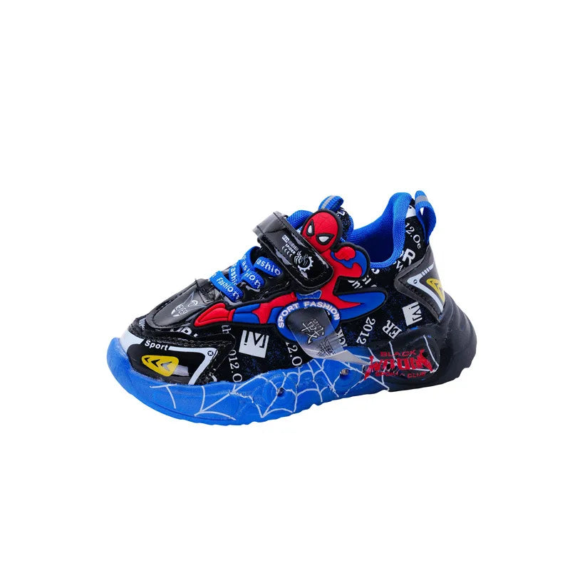 Disney LED Casual Sneakers Rouge Noir Pour Le Printemps Garçons Spiderman Chaussures d’Extérieur Enfants Éclairé Chaussures Antidérapantes Taille 21-30