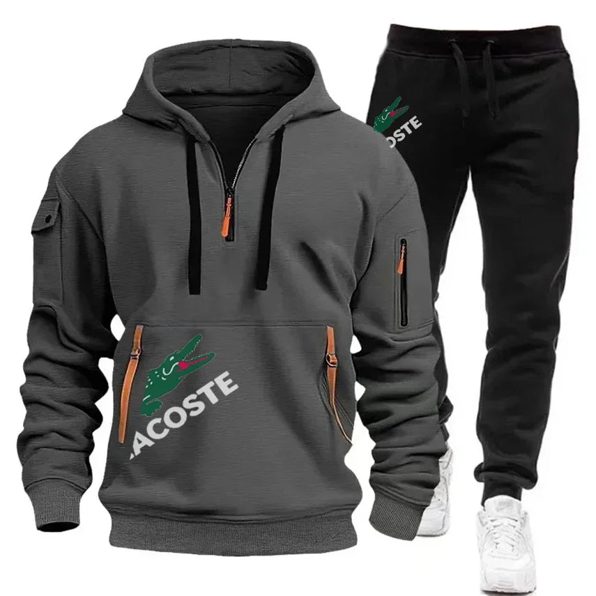 2024 Ensemble de sport de mode Sweat à capuche pour hommes Vêtements de sport de fitness Ensemble chaud Vêtements de course lente Ensemble de sports d’hiver