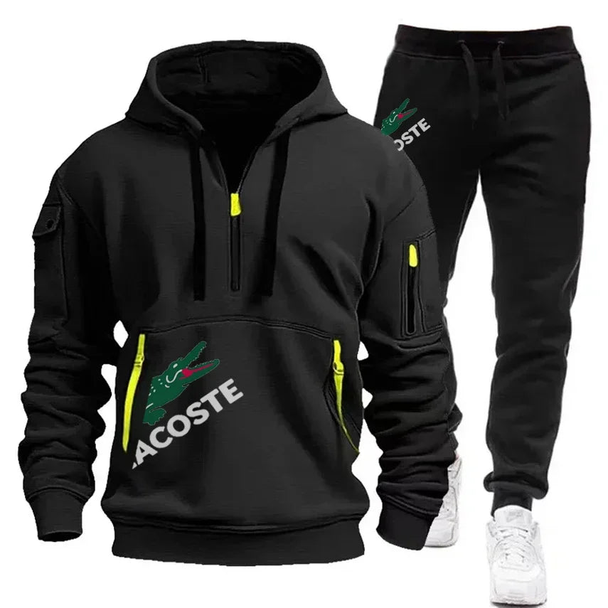 2024 Ensemble de sport de mode Sweat à capuche pour hommes Vêtements de sport de fitness Ensemble chaud Vêtements de course lente Ensemble de sports d’hiver