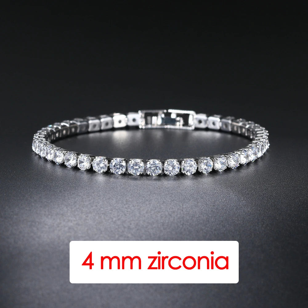 Hip Hop Iced Out 3/4/5mm Crystal Tennis Bracelet pour Hommes Trendy Punk Zirconia homme Chain on The Hand Streetwear Jewelry