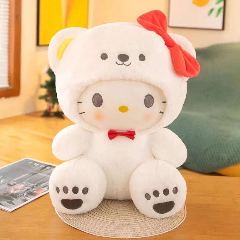 Kawaii Sanrio Peluches Jouet Hello Kitty Cinnamonroll Pochacco Kuromi Poupée en peluche Cos Ours Jouets mignons pour enfants