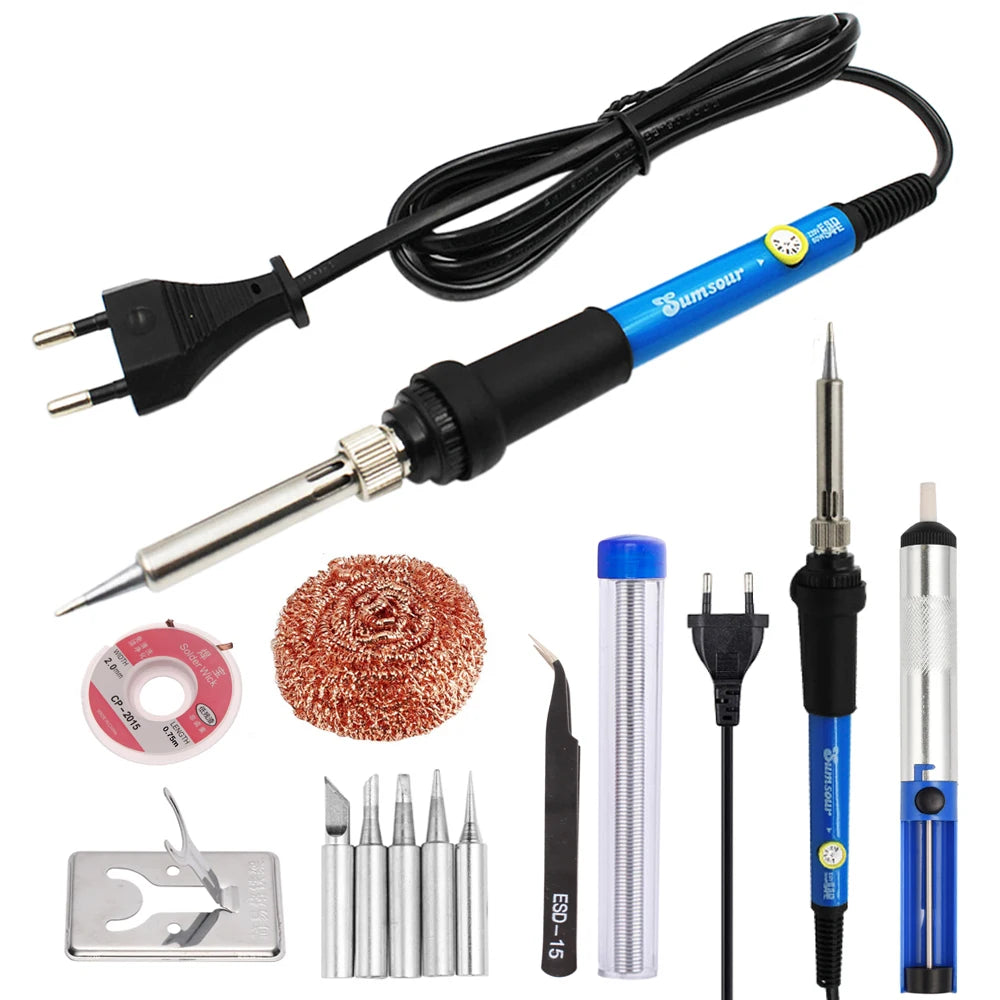 Fer à souder électrique 60W/80W Température réglable Affichage numérique Outils de réparation de soudage électronique avec pointes de fer à souder