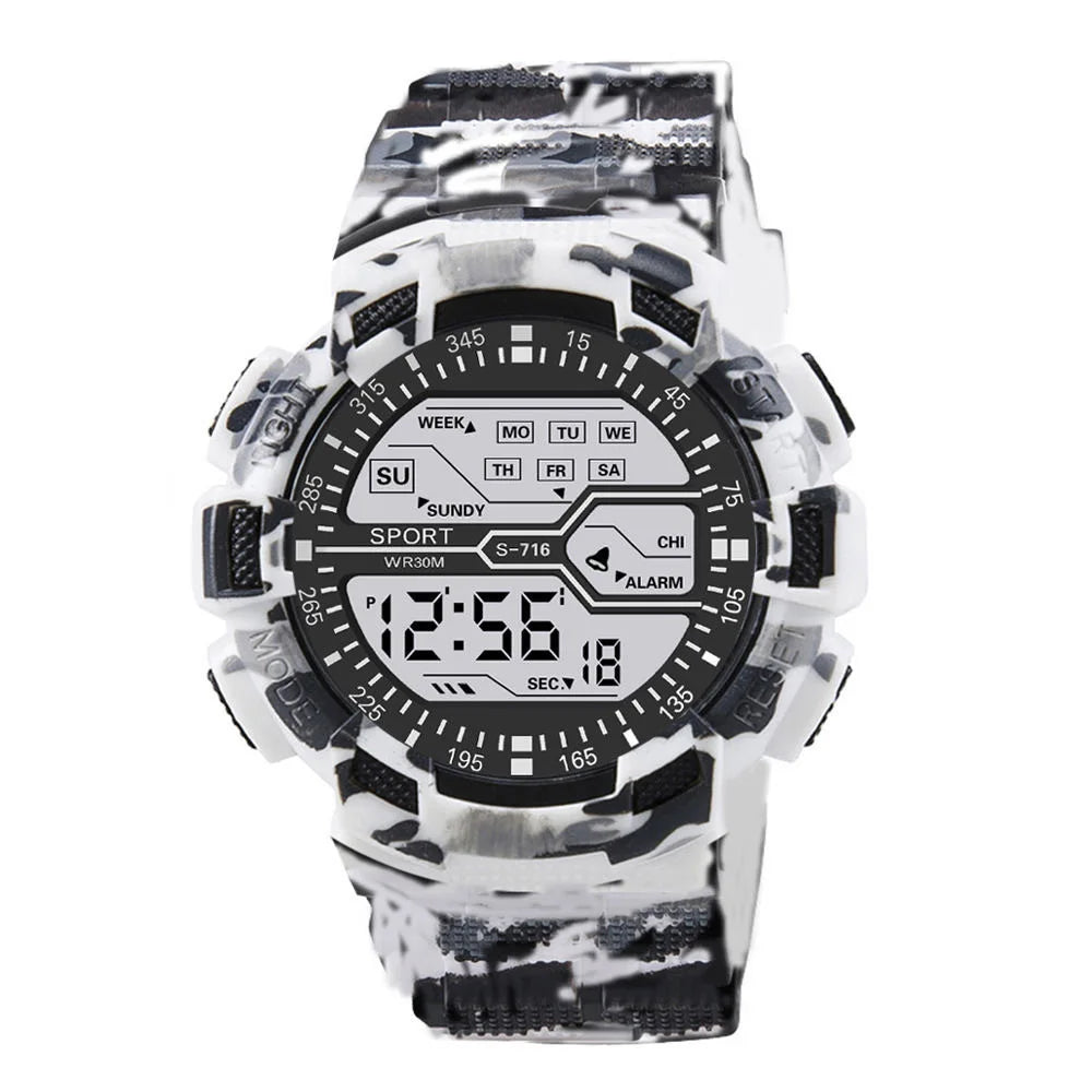 Montre Homme Multifonction Grand écran LED Électronique Étanche Lumineux Militaire Numérique Montres-Bracelets Reloj Hombre
