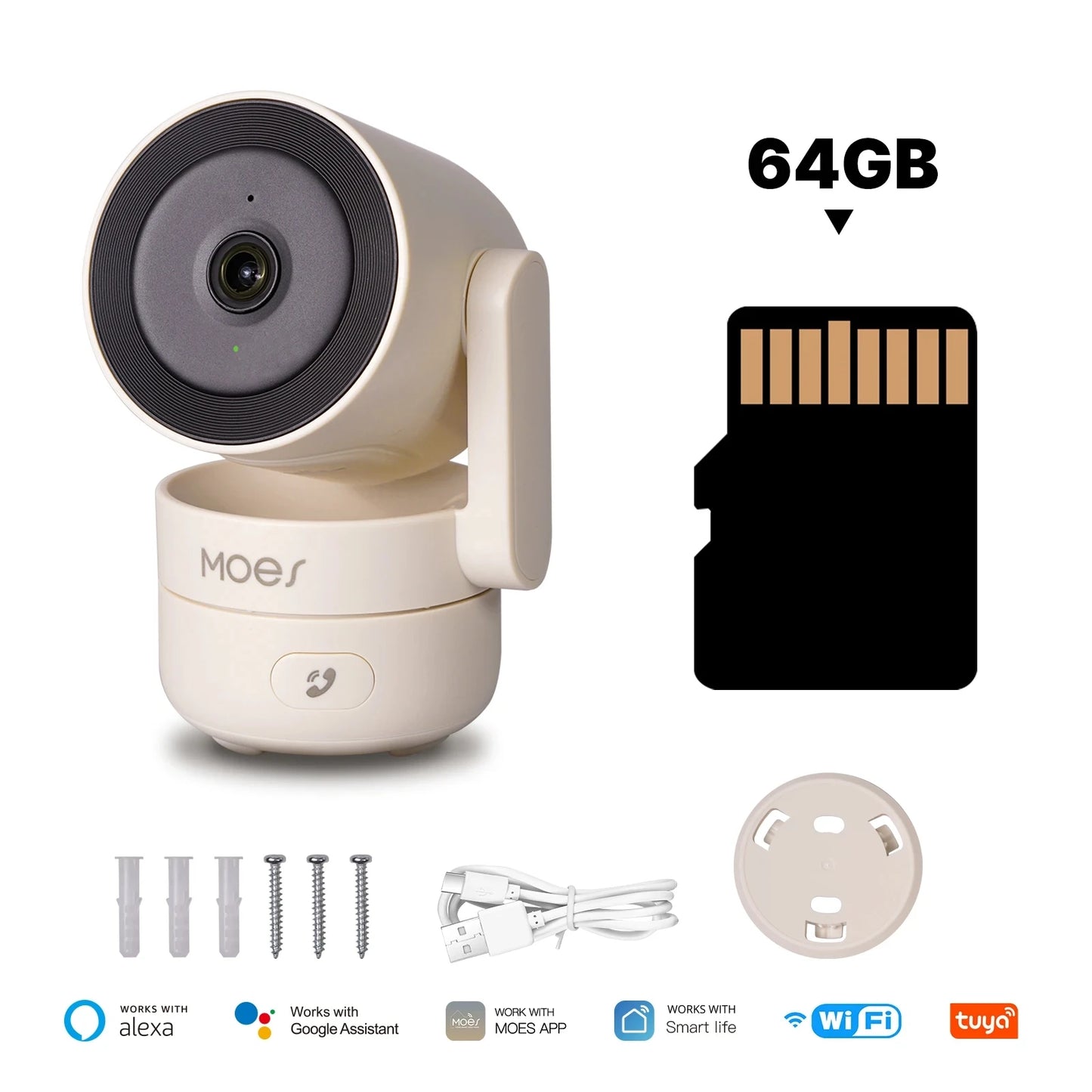 Caméra de sécurité intelligente panoramique/inclination intérieure HD Vision nocturne infrarouge Moniteur de détection de son de mouvement