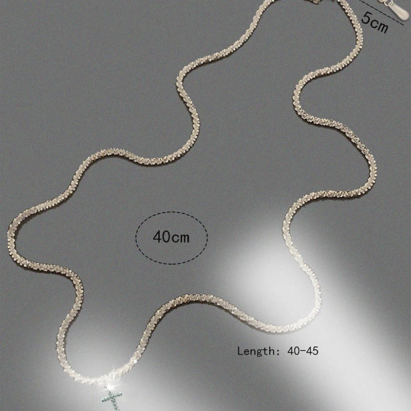 Populaire Collier de zircon croisé en argent sterling 925 Pendentif géométrique personnalisé Choker Cadeau de fête d’anniversaire Bijoux fins pour femmes