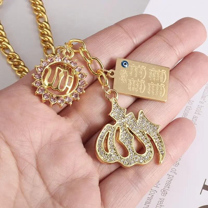 Couleur or musulman Allah Coran pendentif collier hommes femmes mode foi islam bijoux religieux Ramadan cadeaux