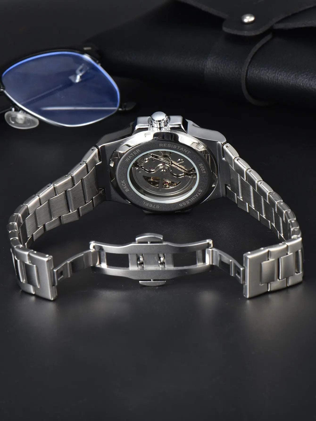 LONGLUX montre automatique pour homme luxe en gros montres-bracelets mécaniques squelette en acier inoxydable montre étanche