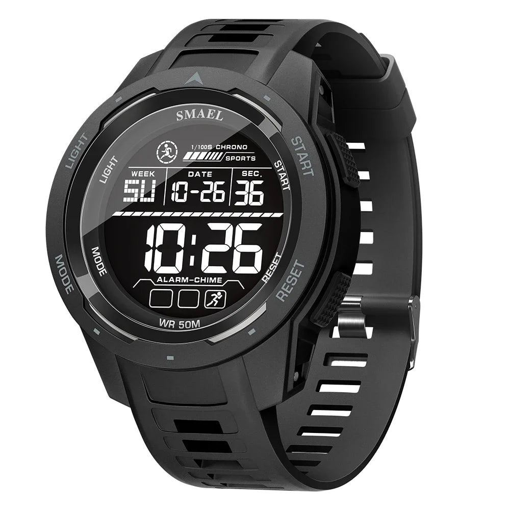 SMAEL 8105 Montre pour hommes Montres numériques Sports LED Montres-bracelets pour hommes 50m Montre étanche Chronomètre à lumière numérique