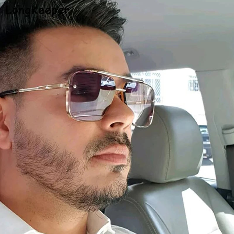 Nouvelles lunettes de soleil dégradées pour hommes Mode Métal Grand cadre Lunettes de soleil Marque Design Luxe Lunette De Soleil Homme