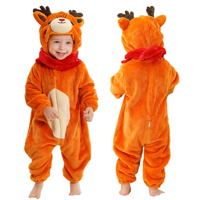 MICHLEY Carnaval Hiver Bébé Barboteuses À Capuche Flanelle Tout-petit Vêtements Pour Bébés Bodys D’Ensemble Combinaison Costume Pour Enfants Fille Garçon