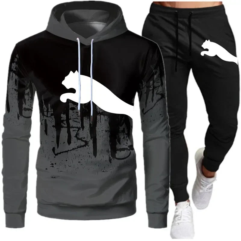 2024 hommes et femmes le même ensemble de pull tendance décontractée de mode sports de plein air motif d’impression pull deux pièces ensemble taille S-XL
