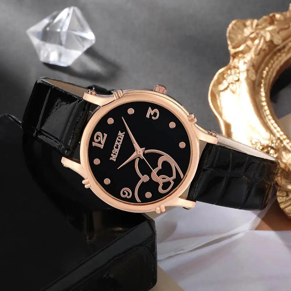 Femmes Mode Ceinture en cuir Montres & Papillon Portefeuille Lunettes Lunettes de soleil Ensemble Ladies Quartz Wristwatches Dress Clock Montre Femme