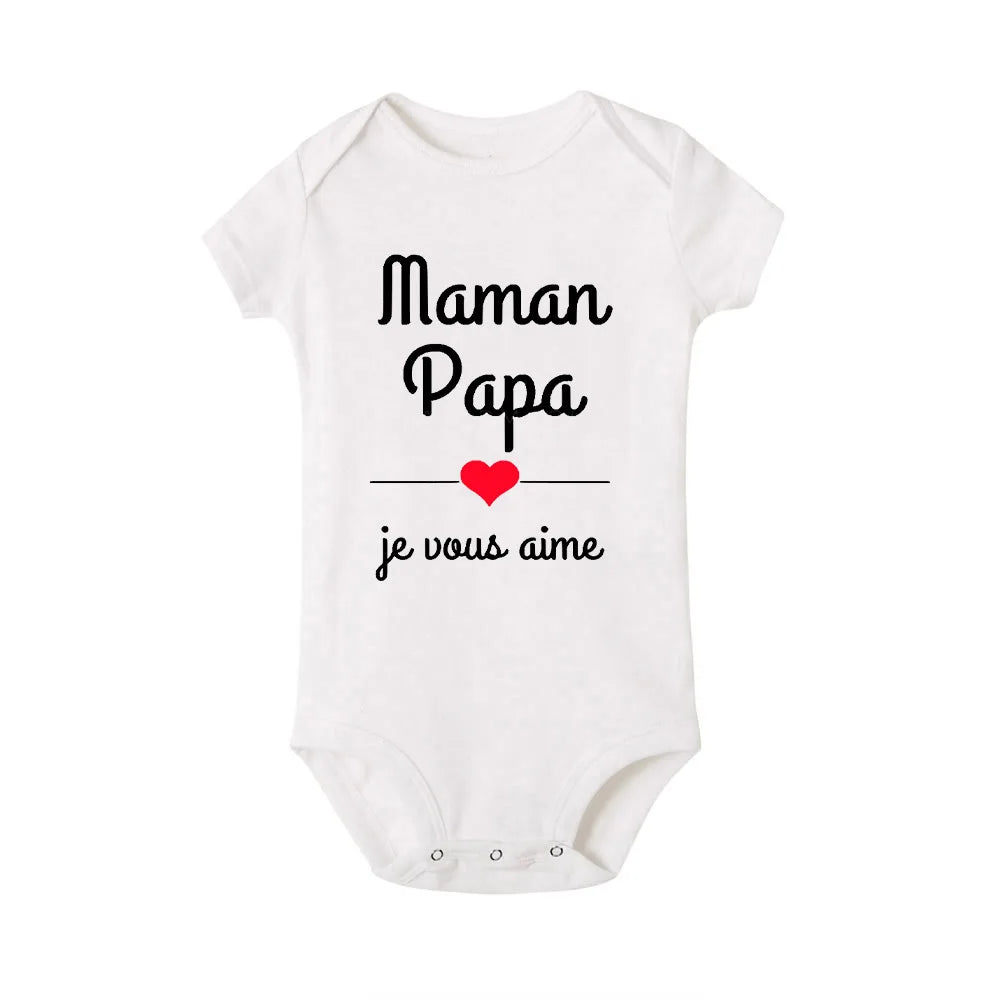 Maman Papa Je t’aime Bodys de bébé Fête des mères Tenue de bébé Fête des pères Nouveau-nés Garçons Filles Vêtements Fête des mères Cadeau de fête des pères