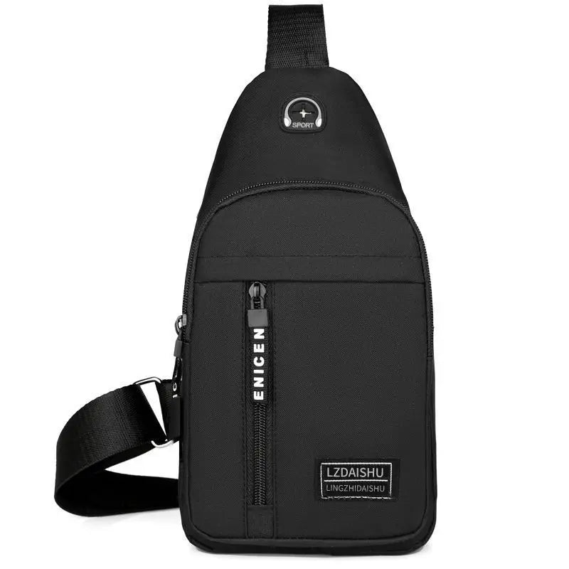 Sac pour homme Couleur unie Sac de poitrine pour hommes Extérieur Décontracté à la mode Petit sac à main en toile Zipper Messenger Sacs de mode