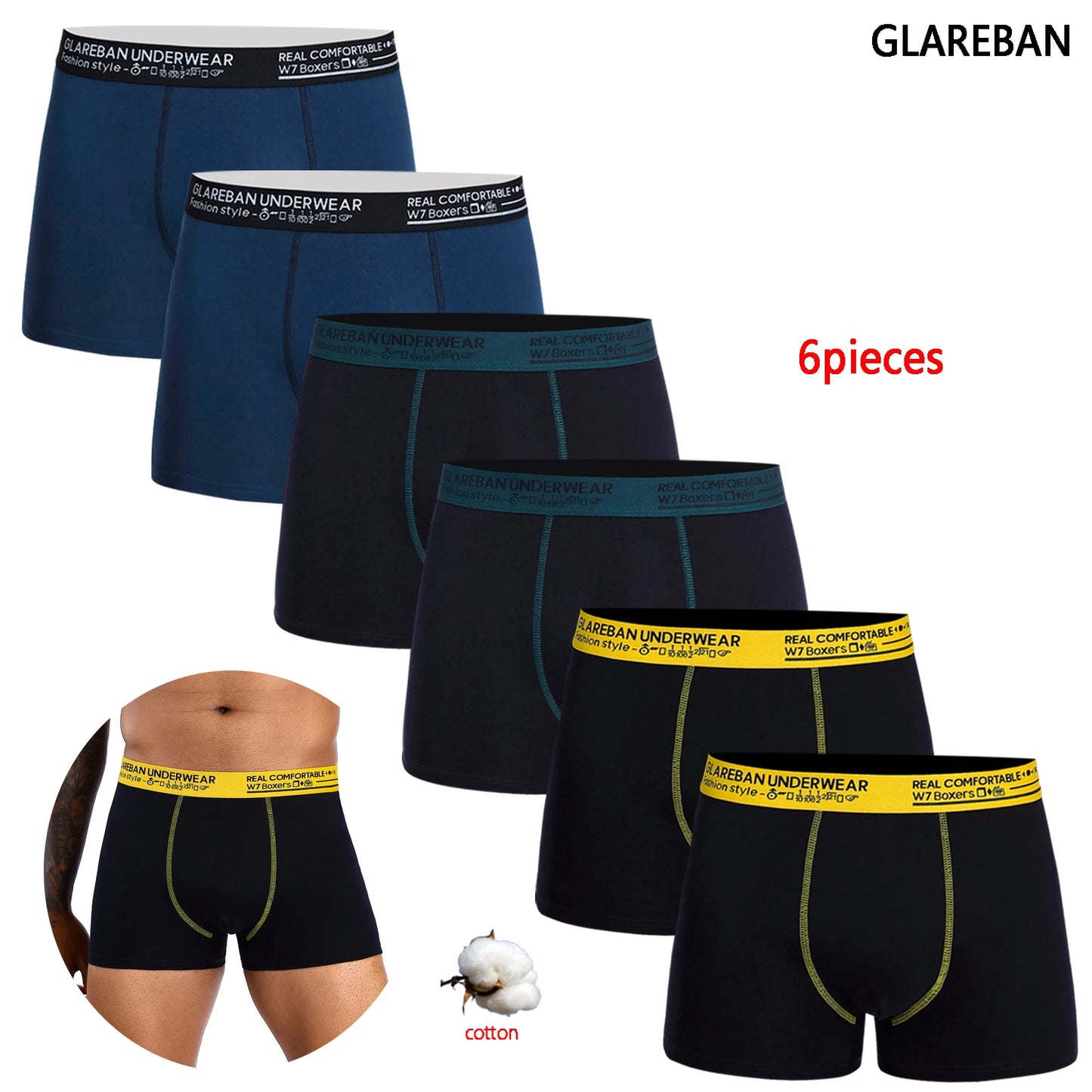 6pcs pack Black Boxer Shorts Hommes Sous-vêtements Doux Respirant Homme Sous-vêtements pour Hommes Homme Boxershorts Slips 2024 Culottes