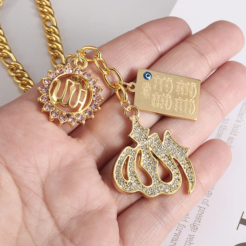 Islam Musulman Quatre Qul Suras Porte-clés En Acier Inoxydable Ayatul Chaise Porte-clés Calligraphie Arabe  Bijoux