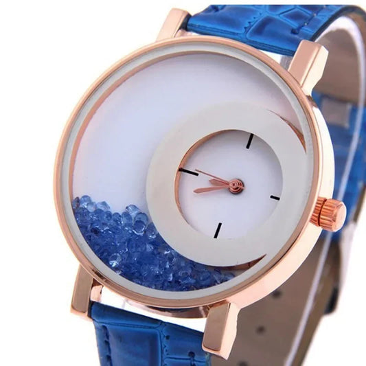 Broken Diamond Large Dial Student Montre pour femme Quartz Belt