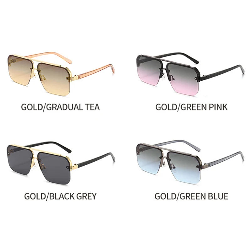 Nouvelles lunettes de soleil dégradées pour hommes Mode Métal Grande monture Lunettes de soleil Marque Design Luxe Lunette De Soleil Homme UV400 Lunettes